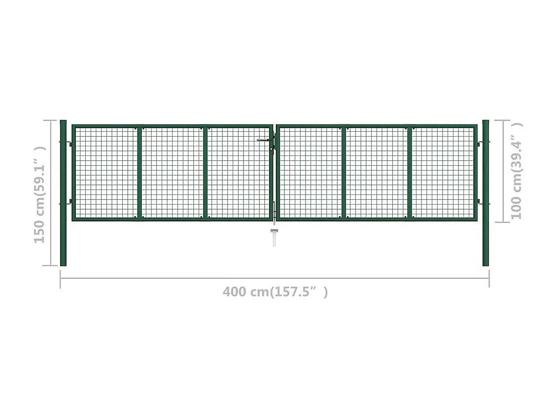 Portail en treillis de jardin Acier 400x100 Vert