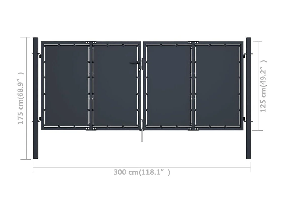 Portail de jardin Acier 300x125 Anthracite