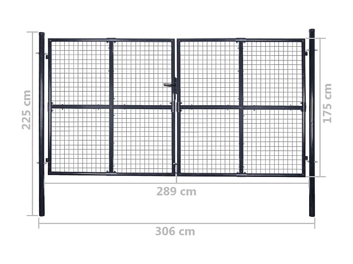 Portail en maille de jardin Acier galvanisé 289x175 Gris