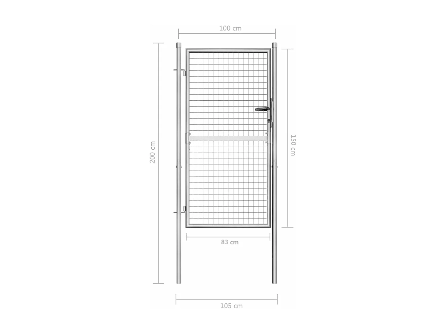 Porte de jardin Acier galvanisé 105x200 Argenté