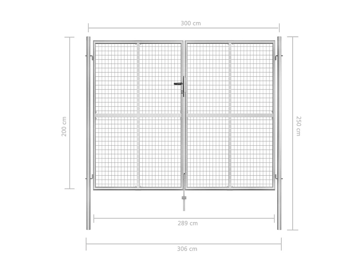 Porte de jardin Acier galvanisé 306x250 Argenté