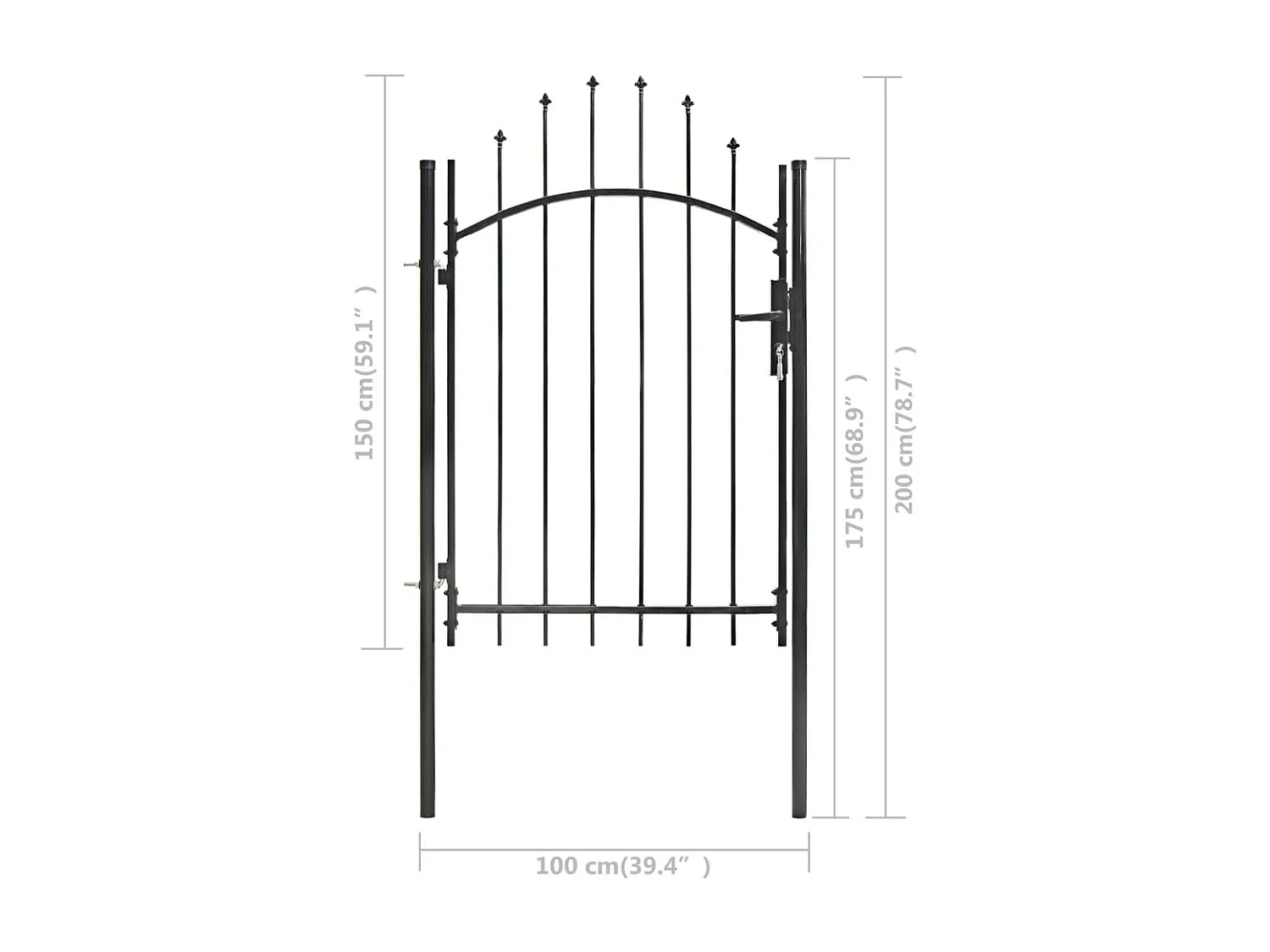 Portail de jardin Acier 1 x 2 m Noir