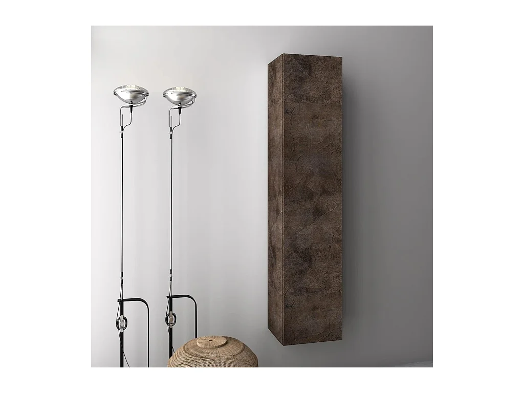 Colonne de salle de bain mélaminé marron effet pierre Olo L 34cm