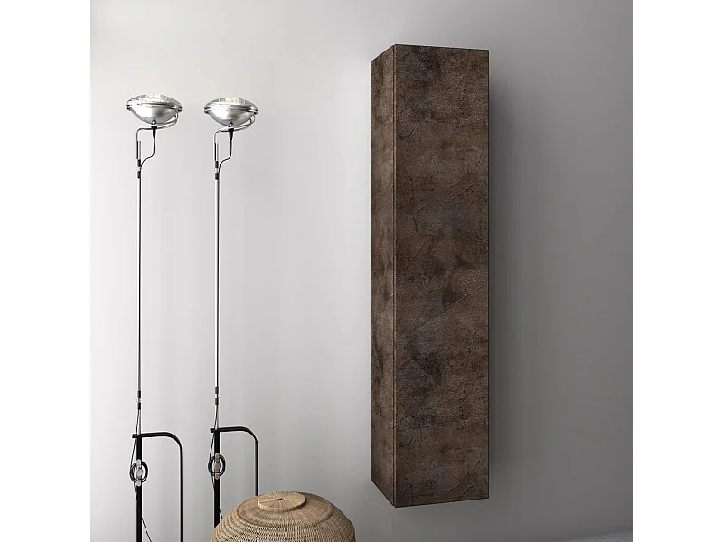 Colonne de salle de bain mélaminé marron effet pierre Olo L 34cm