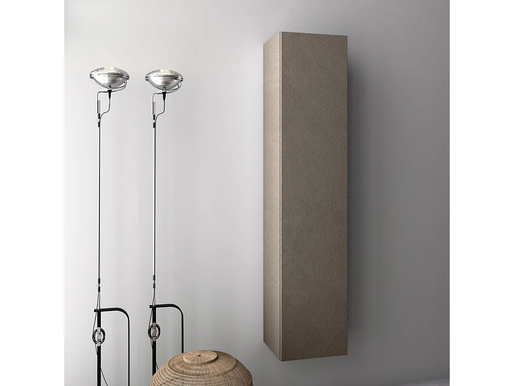 Colonne de salle de bain mélaminé taupe effet pierre Olo L 34cm