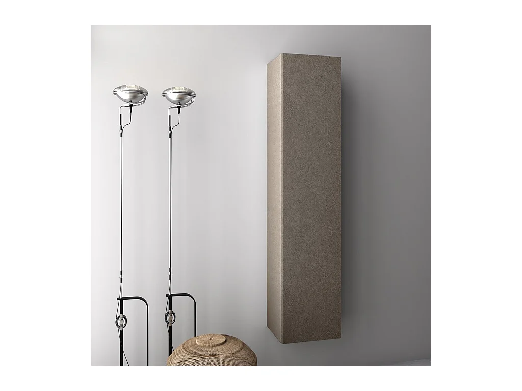 Colonne de salle de bain mélaminé taupe effet pierre Olo L 34cm