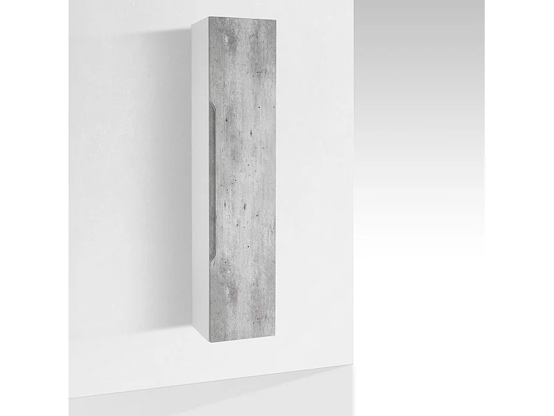 Colonne de salle de bain laqué blanc et effet béton Selb L 35cm
