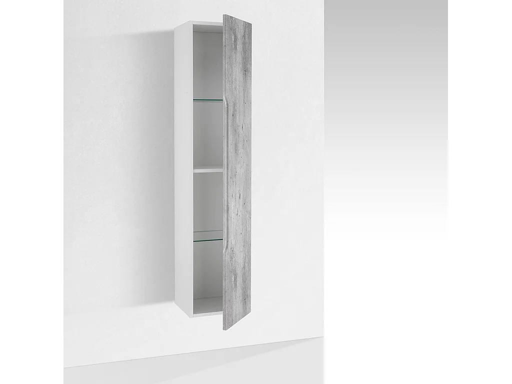 Colonne de salle de bain laqué blanc et effet béton Selb L 35cm
