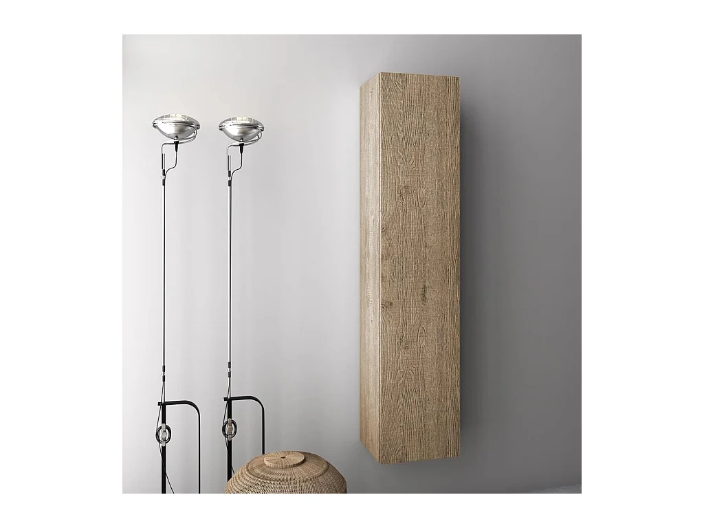 Colonne de salle de bain mélaminé chêne clair Malo L 34cm