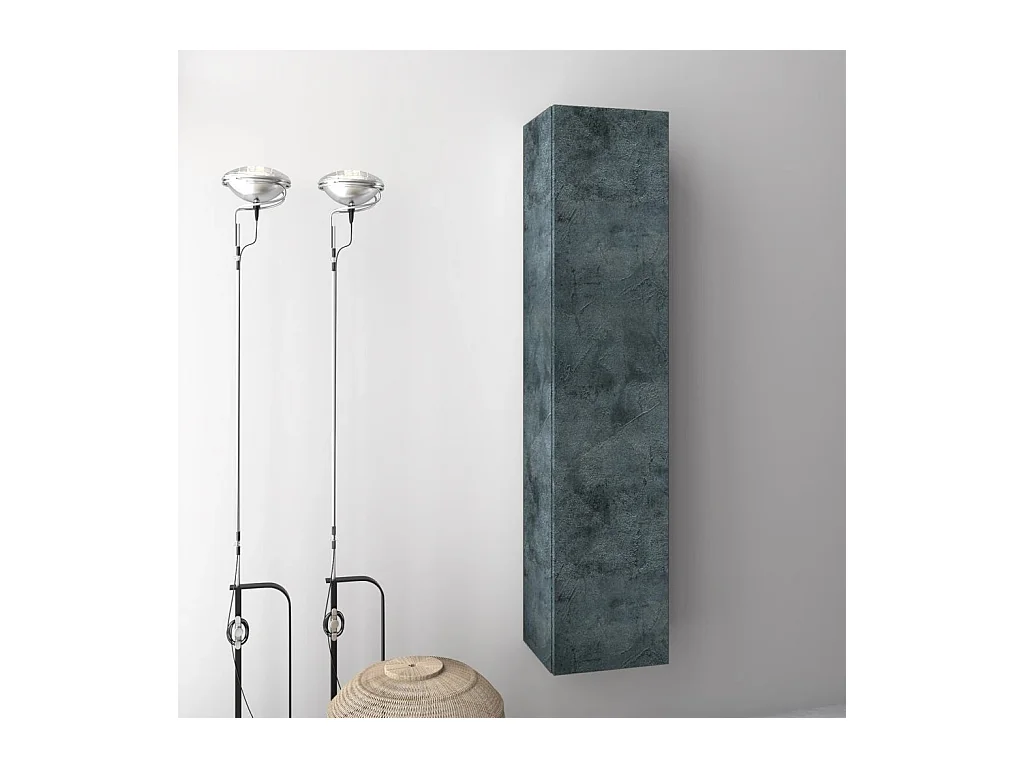 Colonne de salle de bain mélaminé bleu effet pierre Olo L 34cm