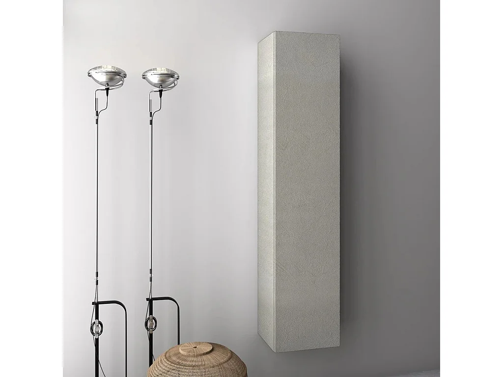 Colonne de salle de bain mélaminé blanc effet pierre Olo L 34cm