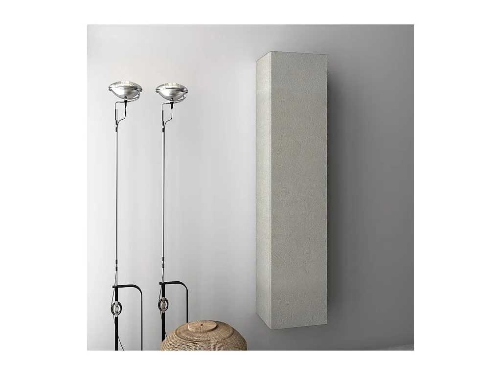 Colonne de salle de bain mélaminé blanc effet pierre Olo L 34cm