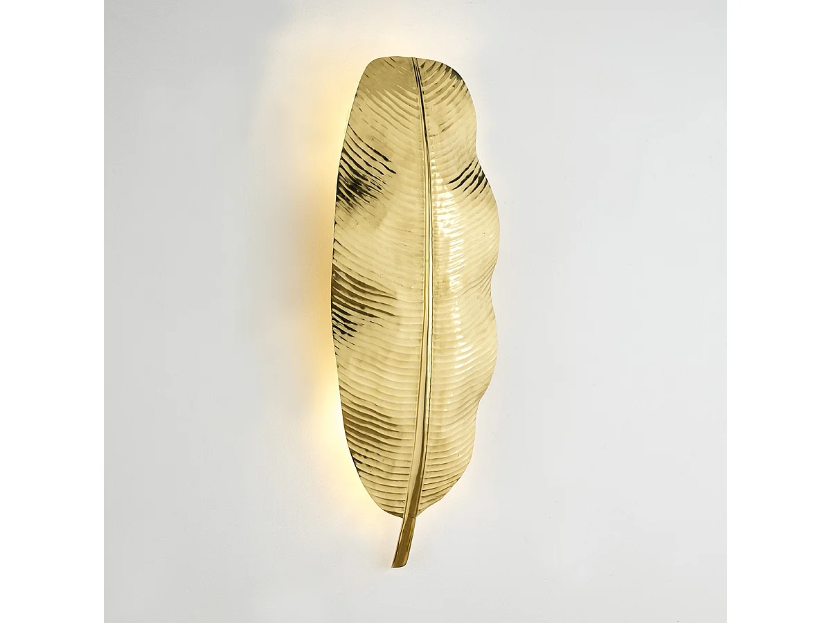 Applique murale feuille de bananiers métal doré Aura H 91cm