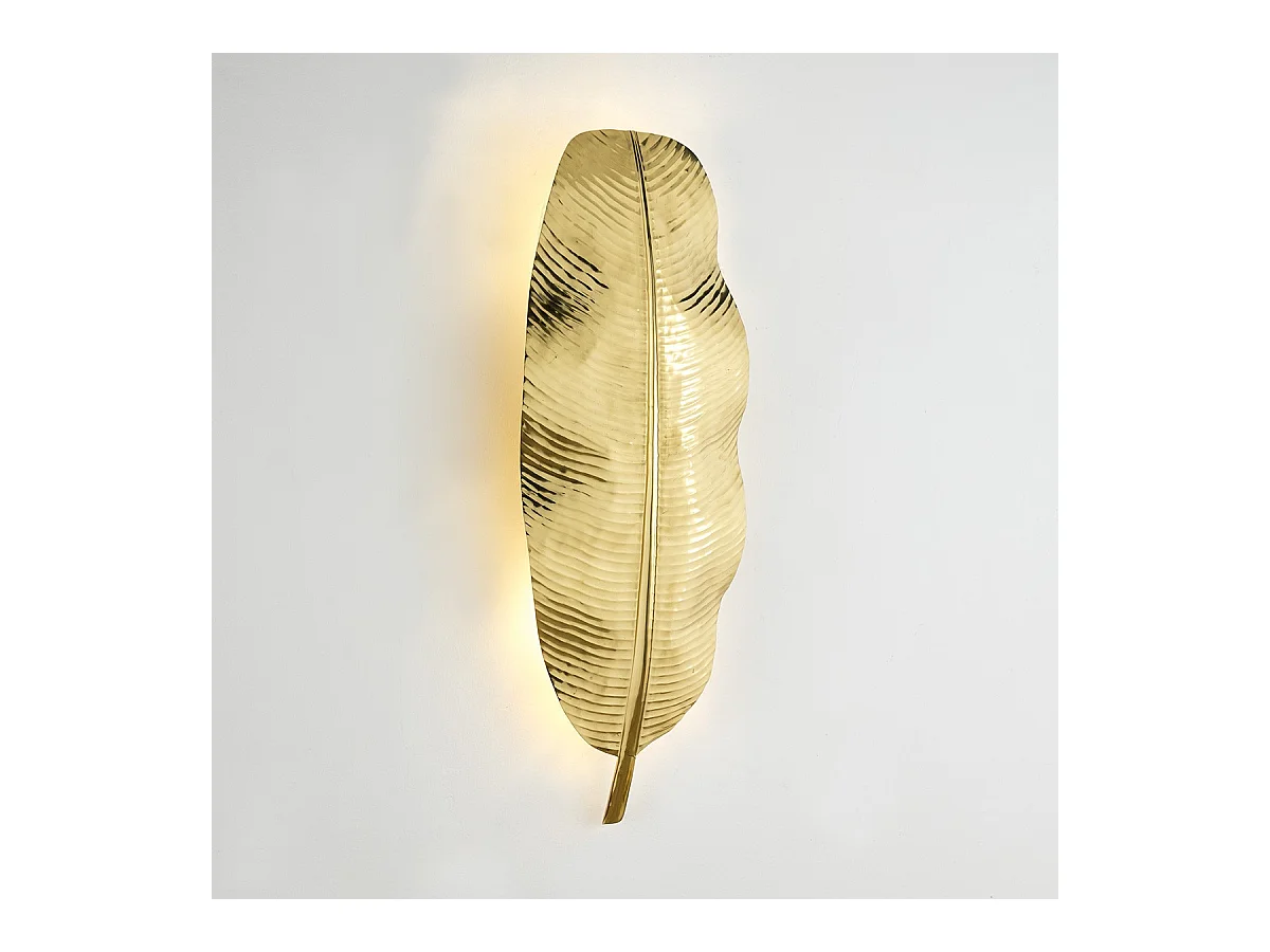 Applique murale feuille de bananiers métal doré Aura H 91cm