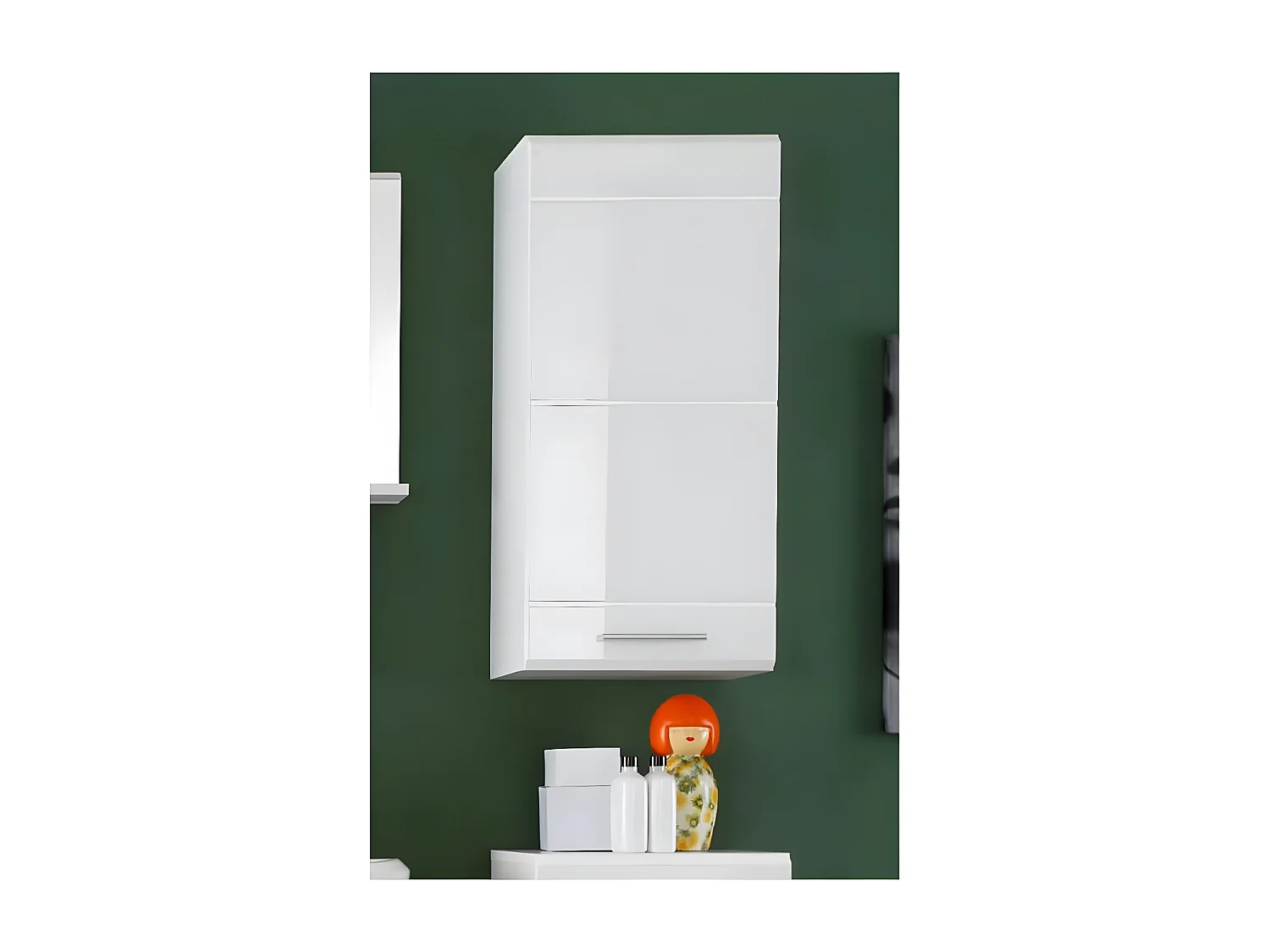 Armoire de toilette 1 porte mélaminé blanc Ivano