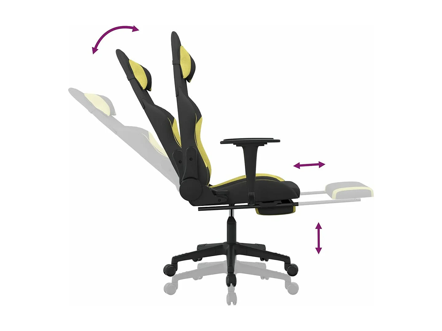 Chaise de jeu avec repose-pied Noir et vert clair