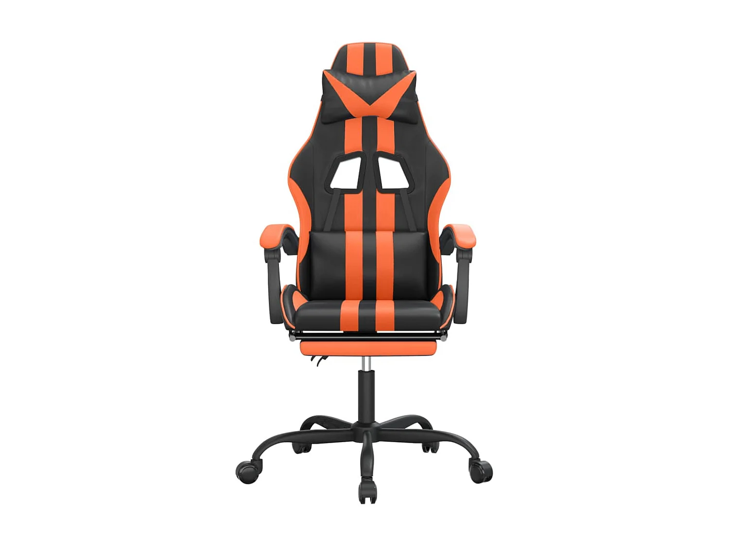 Chaise de jeu avec repose-pied Noir et orange Similicuir