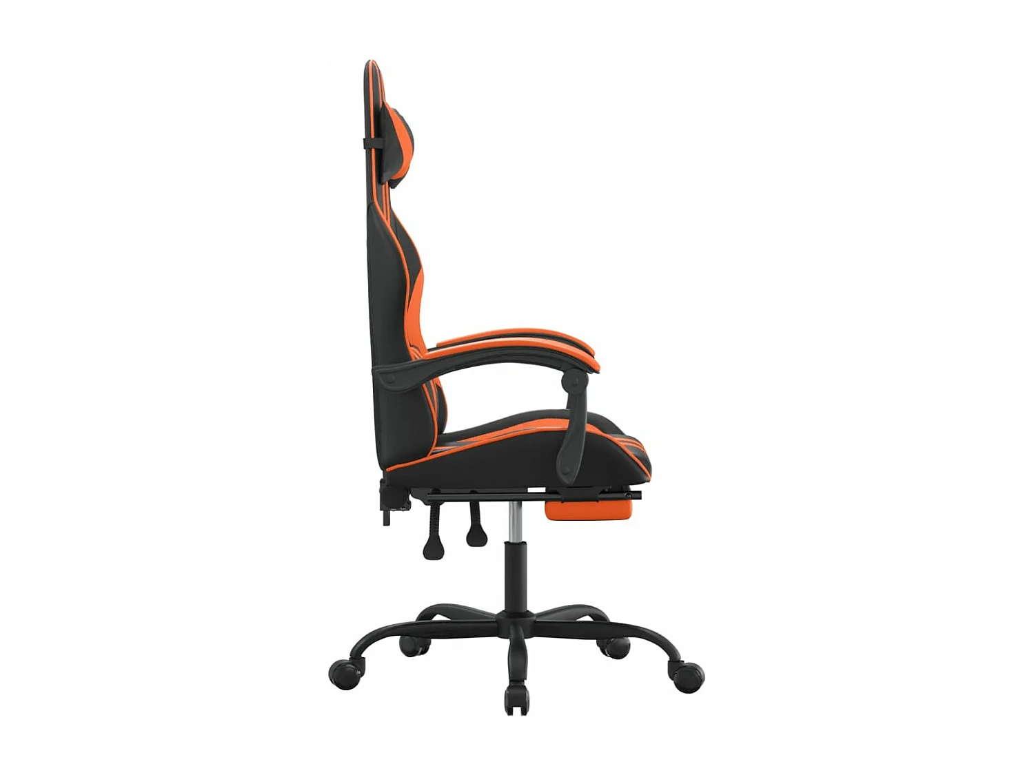 Chaise de jeu avec repose-pied Noir et orange Similicuir