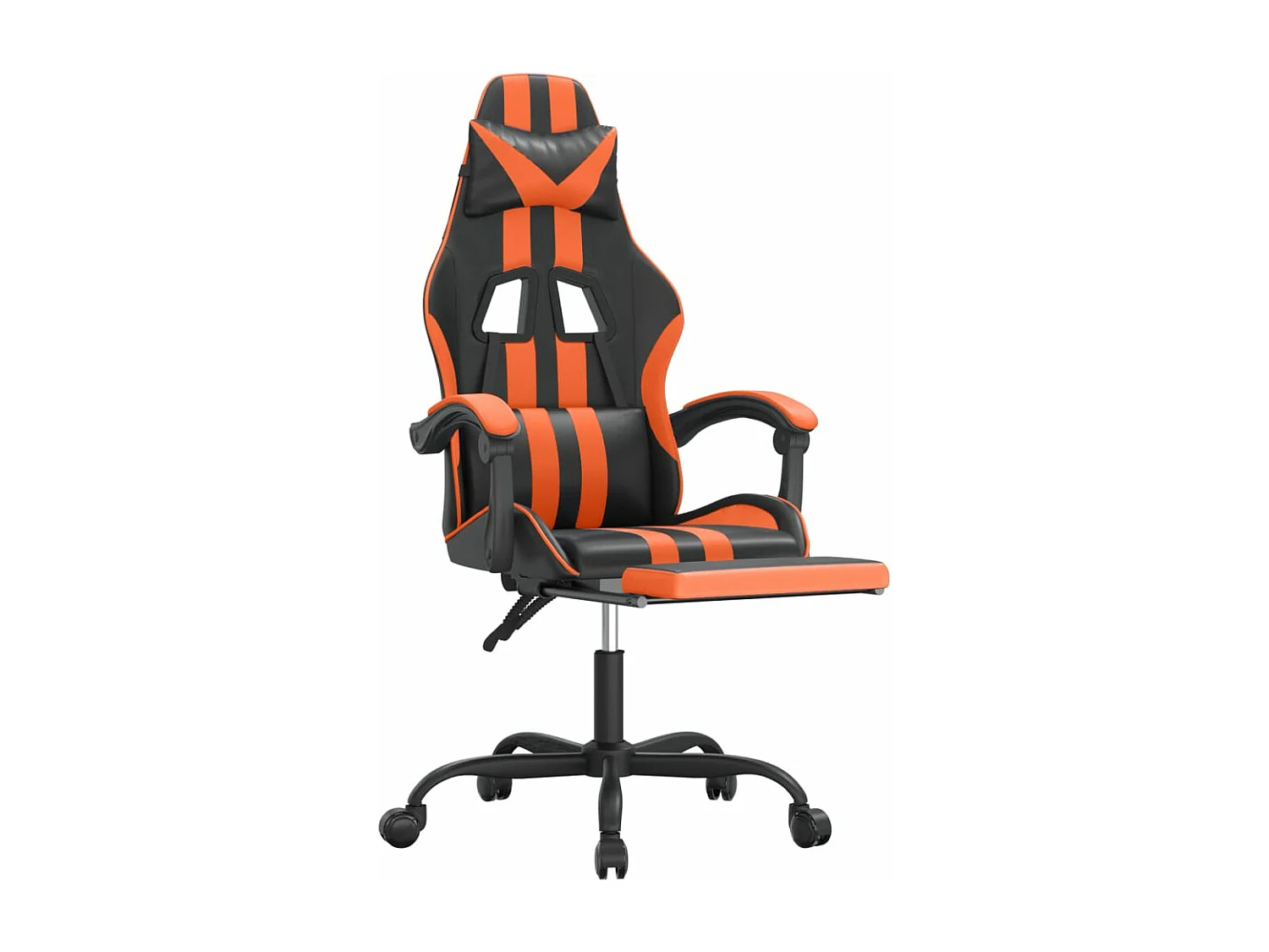 Chaise de jeu avec repose-pied Noir et orange Similicuir