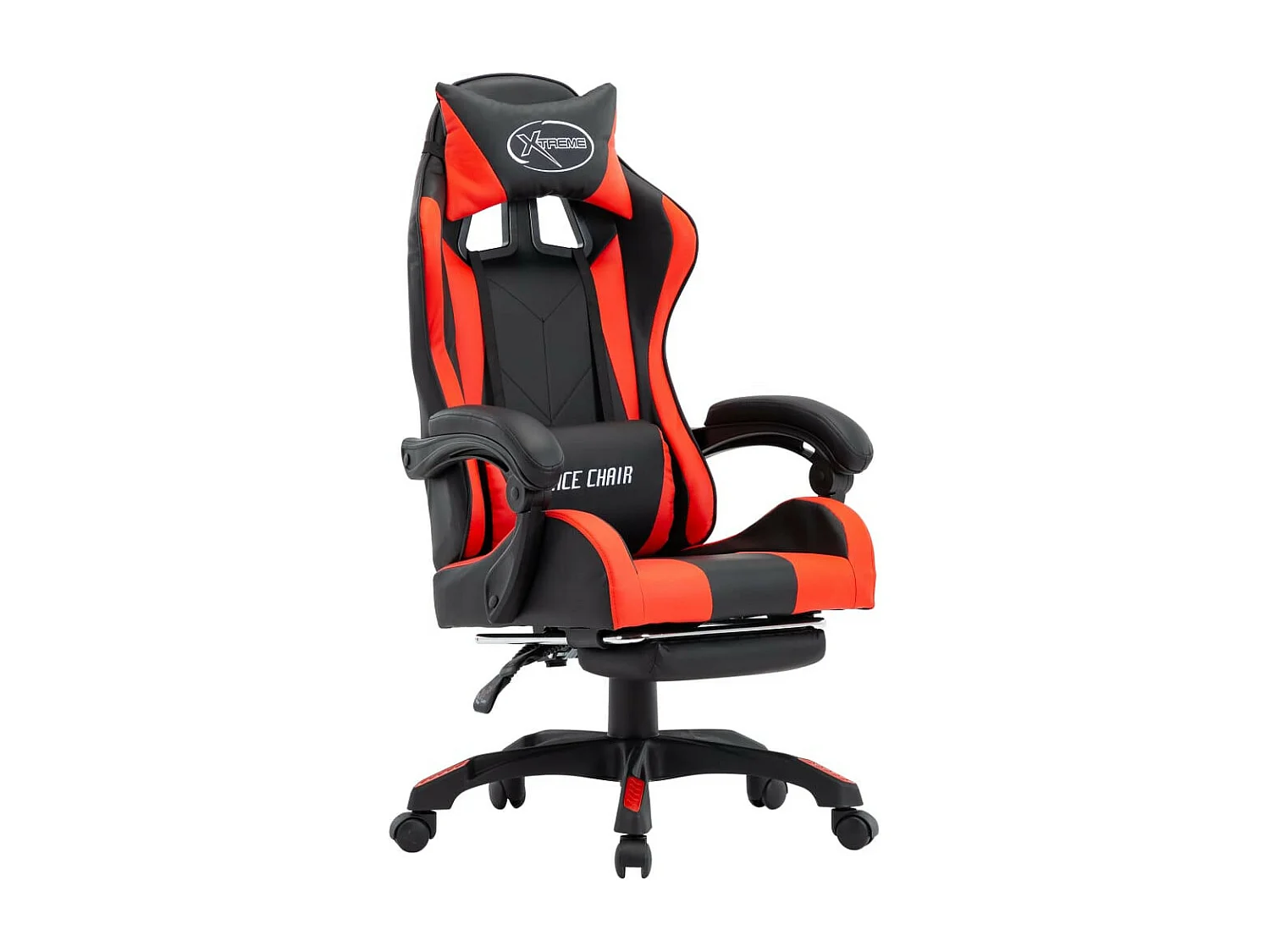 Fauteuil de jeux vidéo et repose-pied Rouge et noir Similicuir