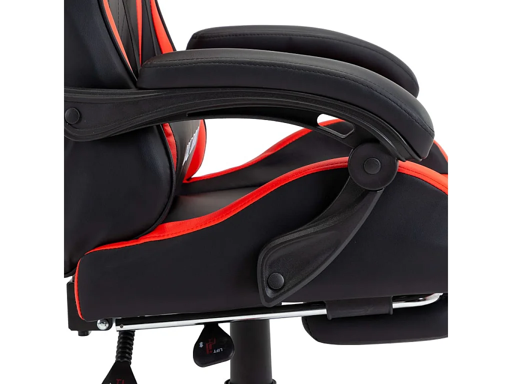 Fauteuil de jeux vidéo et repose-pied Rouge et noir Similicuir