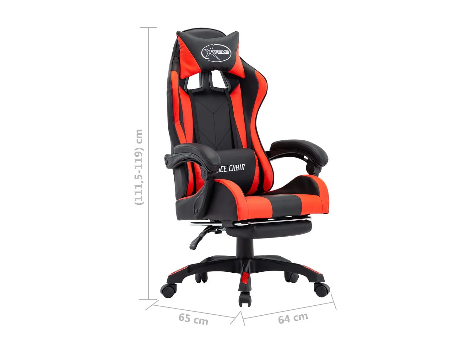 Fauteuil de jeux vidéo et repose-pied Rouge et noir Similicuir