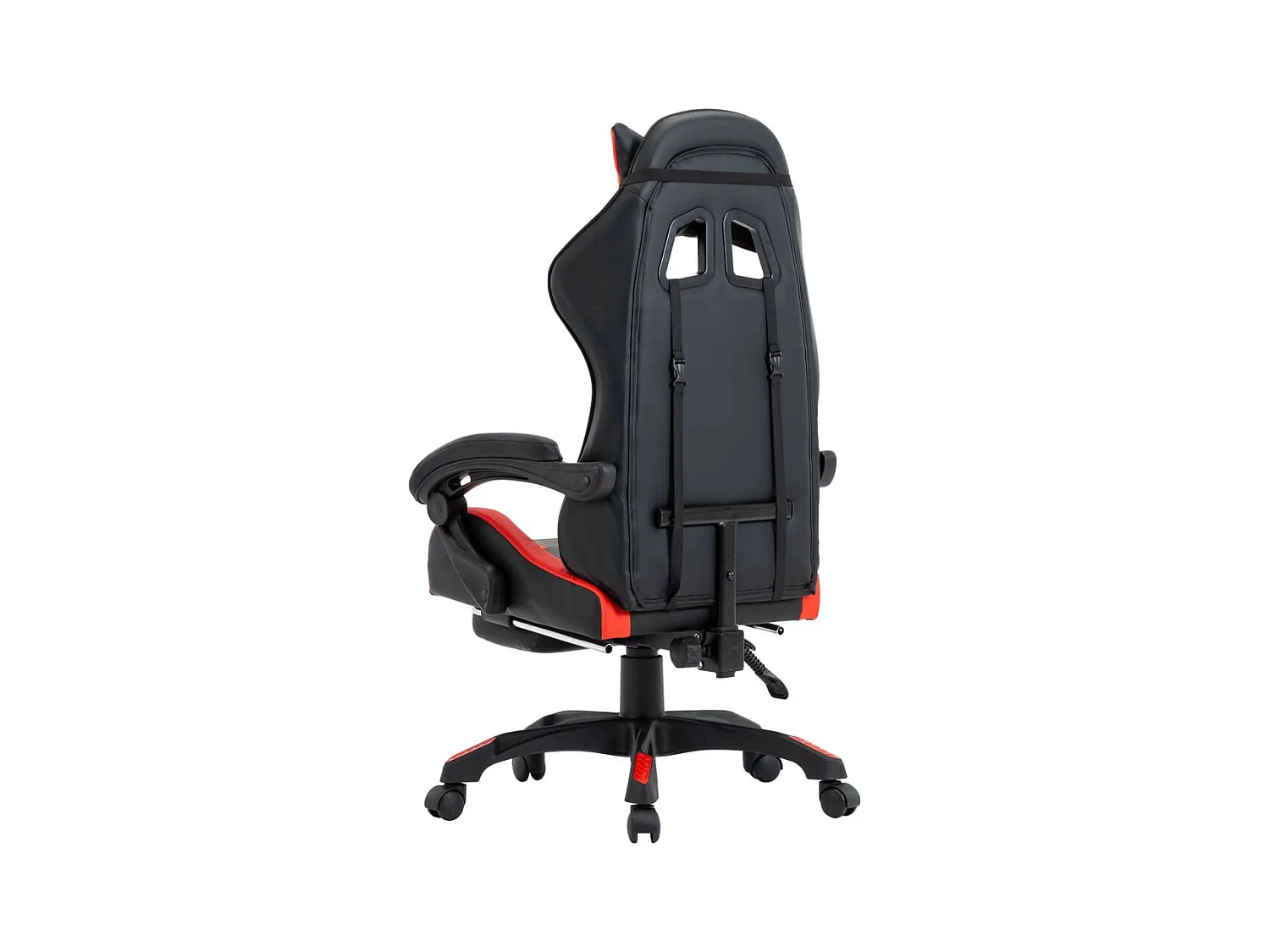 Racestoel met voetensteun kunstleer rood en zwart