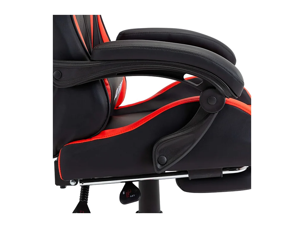 Racestoel met voetensteun kunstleer rood en zwart