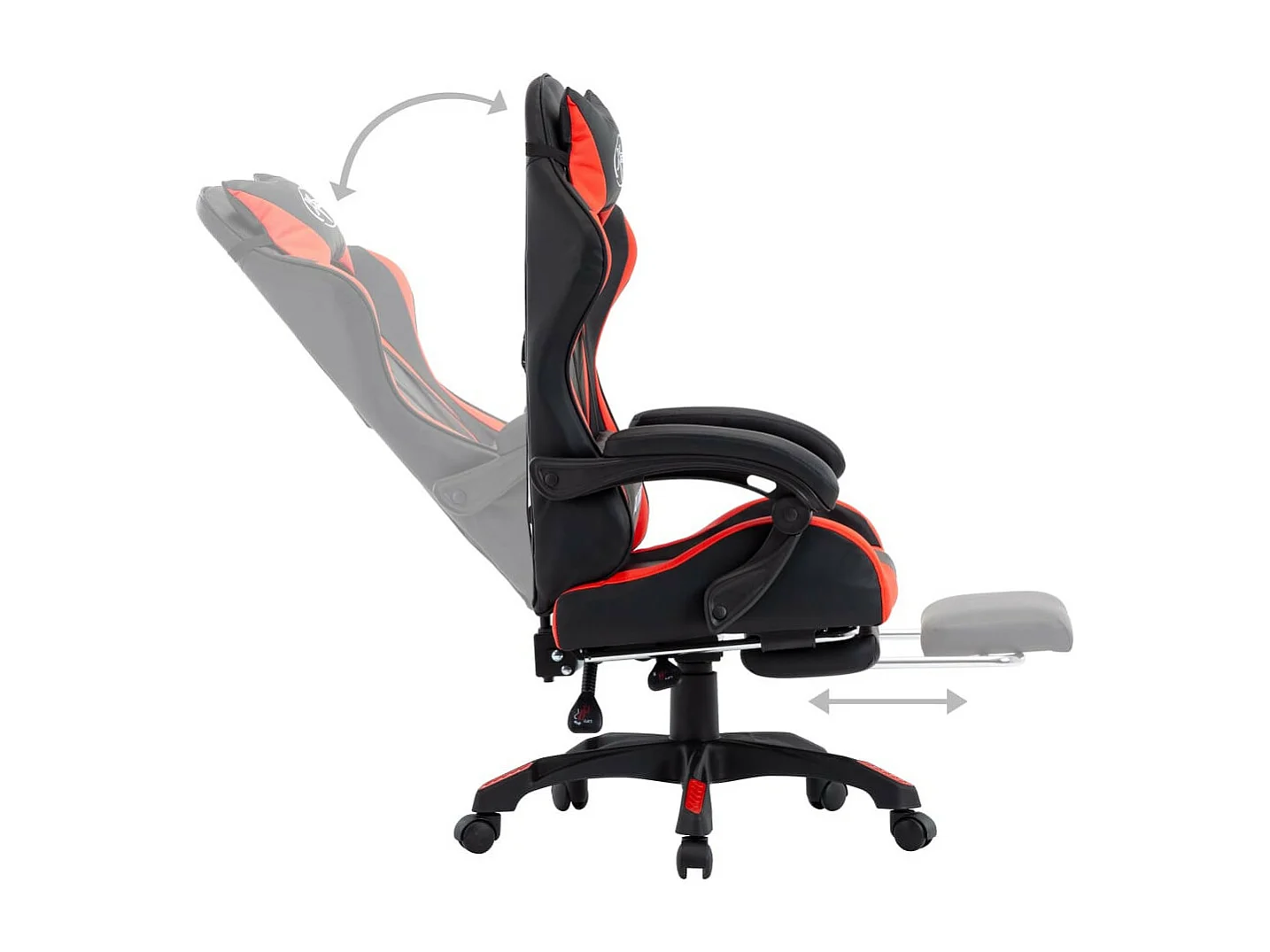 Fauteuil de jeux vidéo et repose-pied Rouge et noir Similicuir