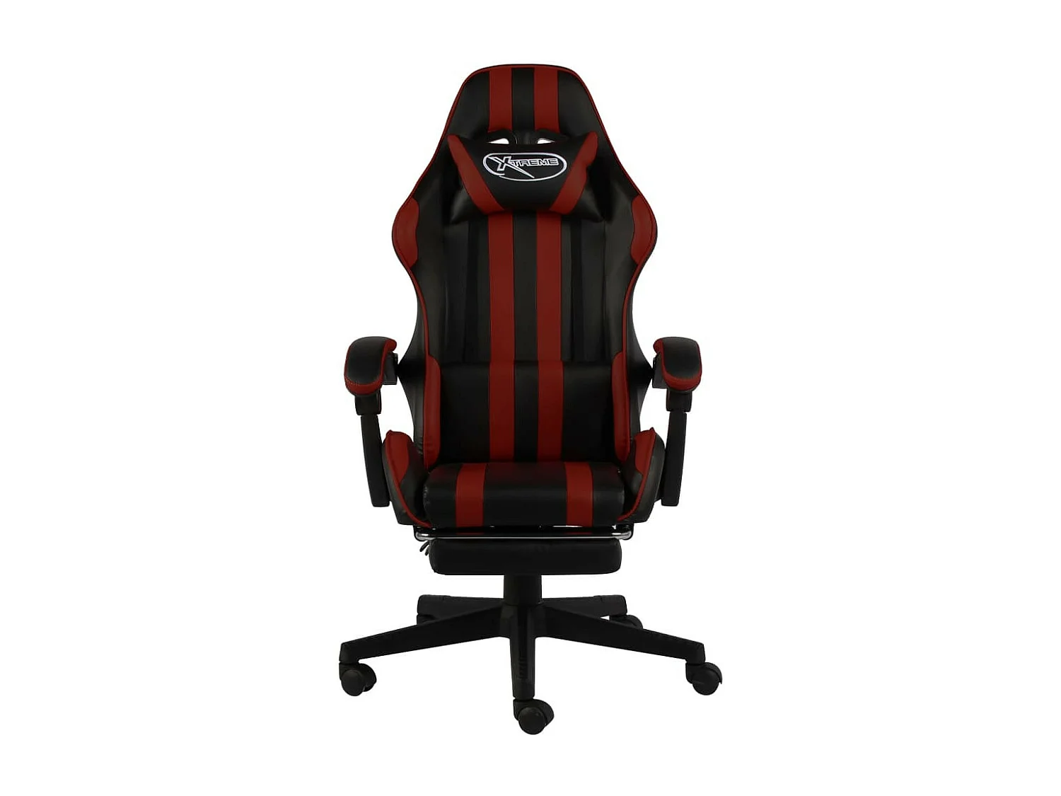 Fauteuil de jeux vidéo et repose-pied Noir-bordeaux Similicuir