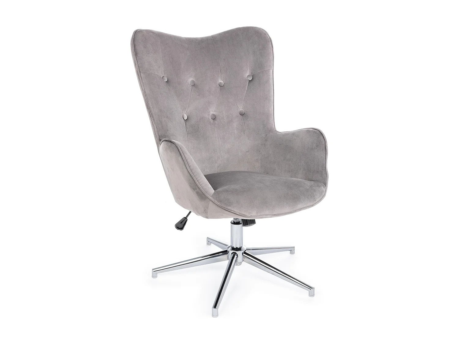 Chaise de bureau réglable en velours gris Farija
