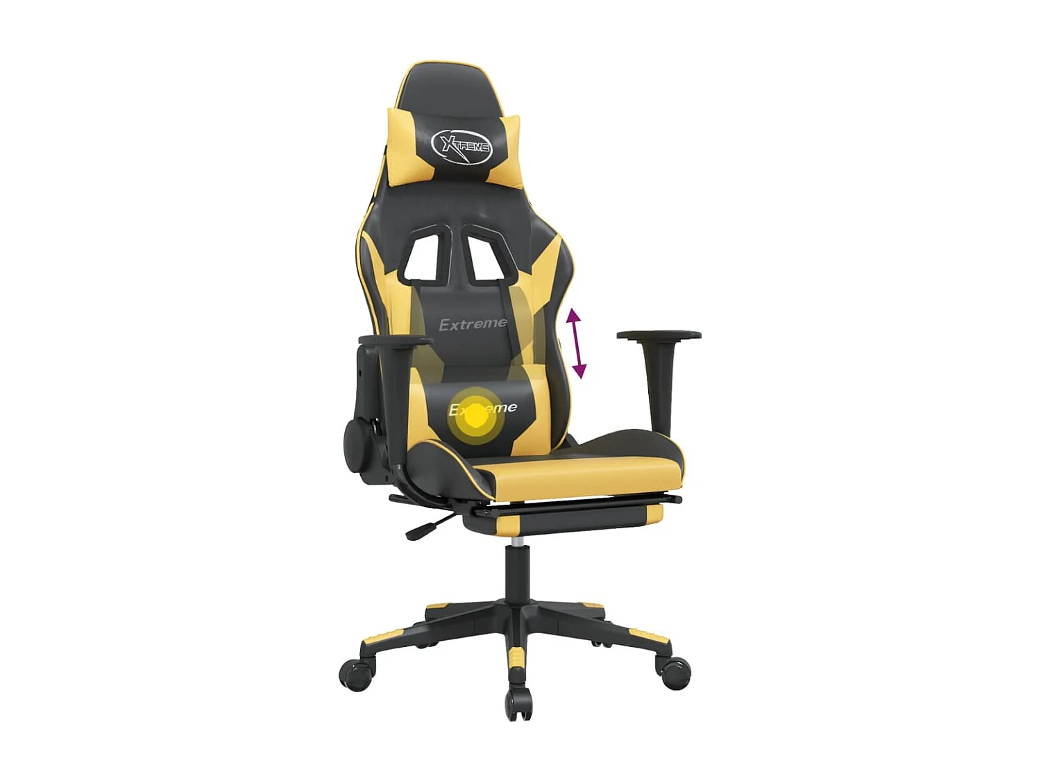 Chaise de jeu de massage et repose-pied Noir doré Similicuir