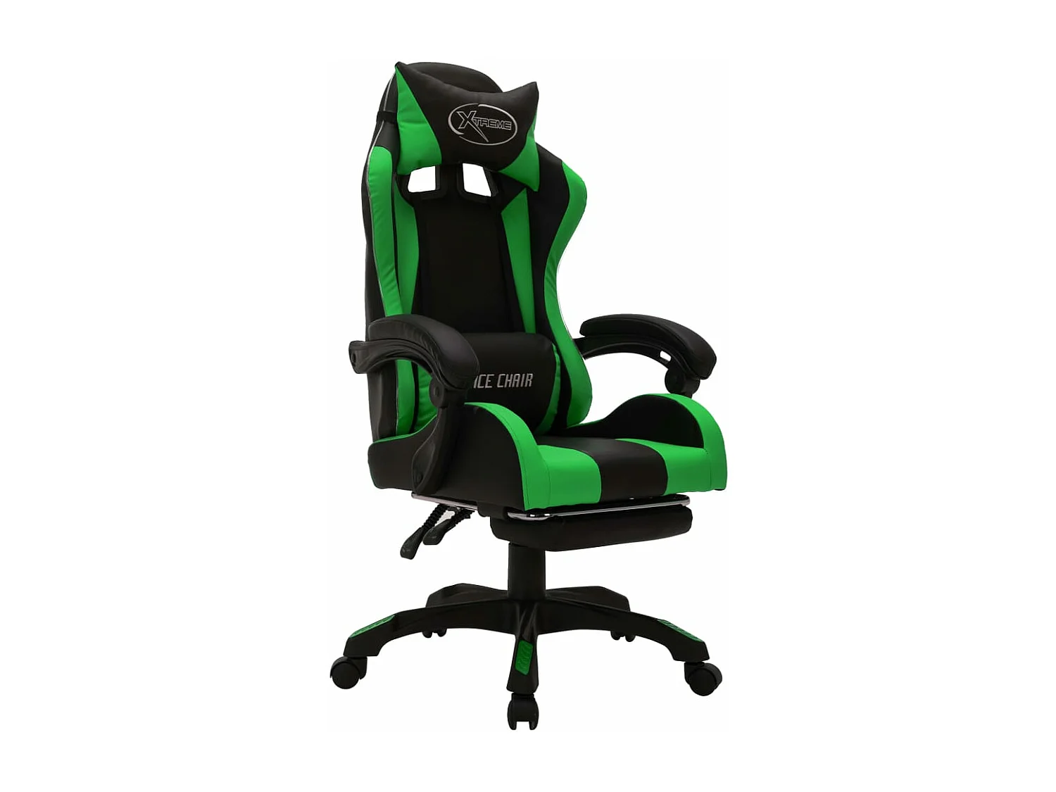 Fauteuil de jeux vidéo avec LED RVB Vert et noir Similicuir
