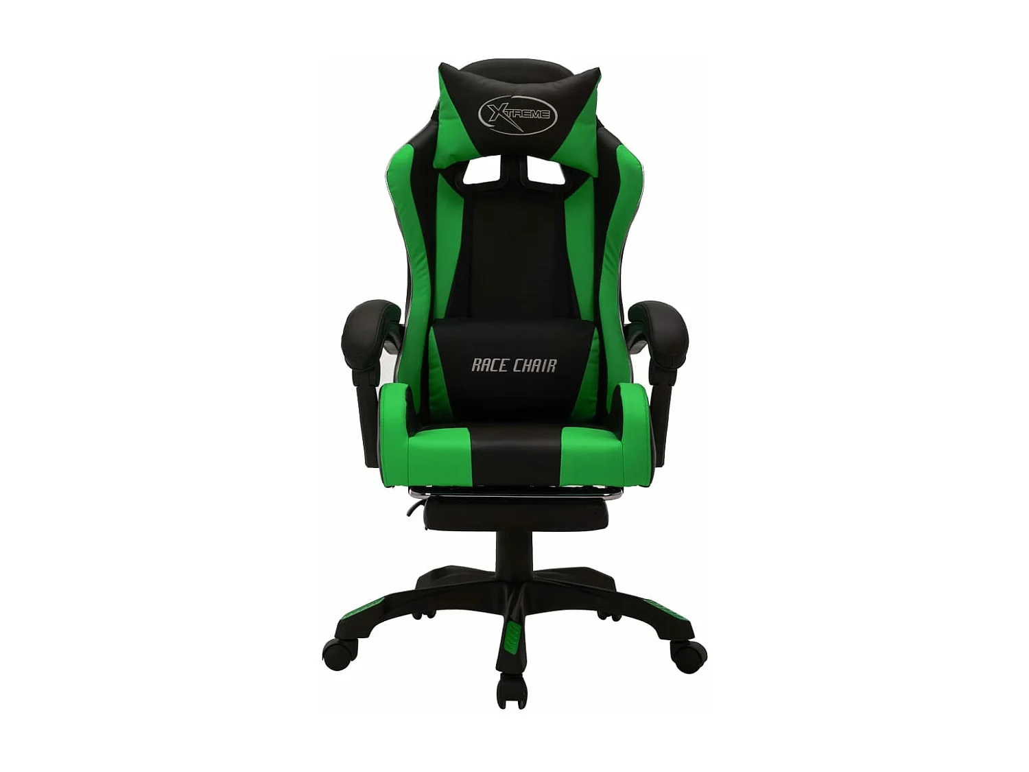 Fauteuil de jeux vidéo avec LED RVB Vert et noir Similicuir