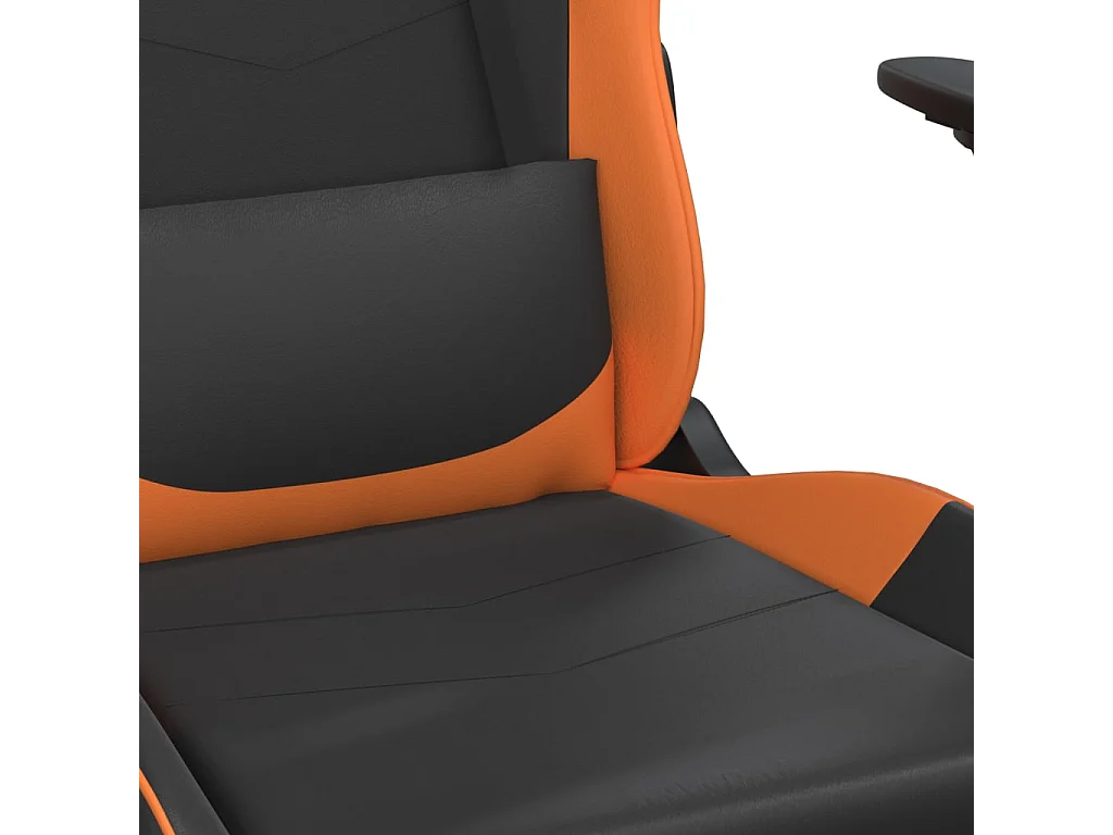 Chaise de jeu de massage et repose-pied Noir&Orange Similicuir