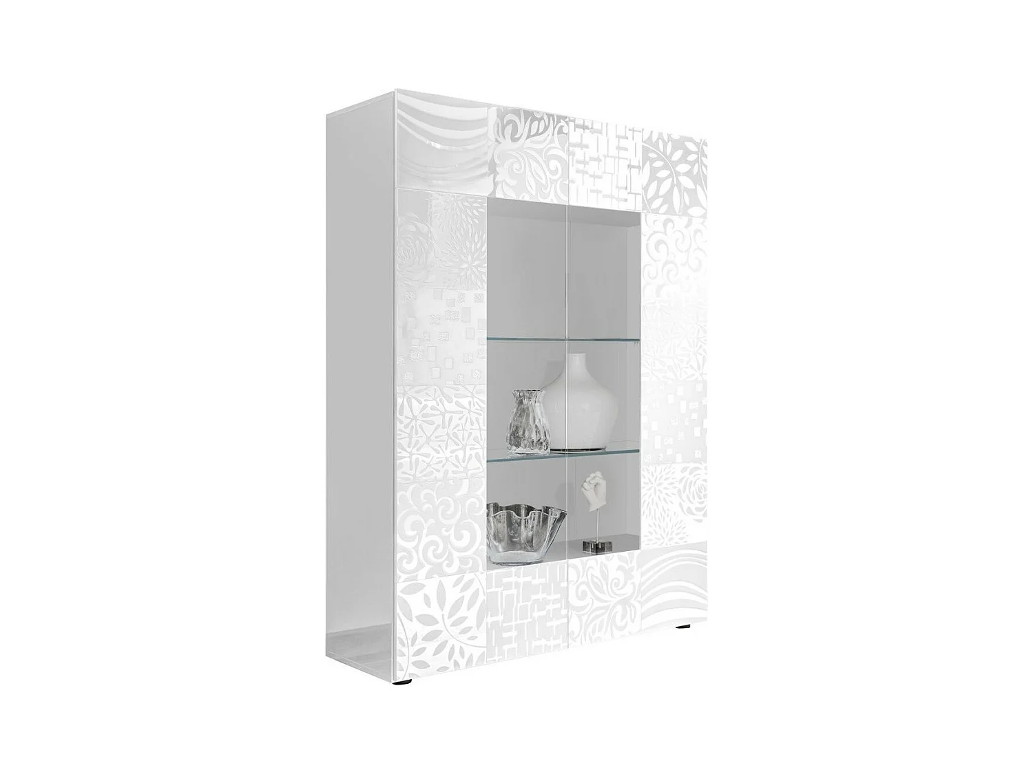 Vitrine 2 portes bois laqué blanc brillant Zebre L 120cm