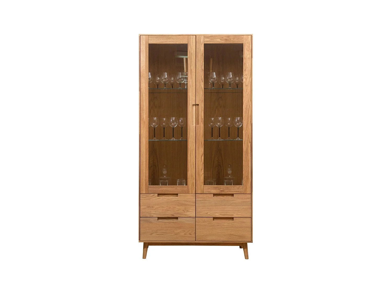 Vitrine en bois de chêne massif 2 portes Kundy