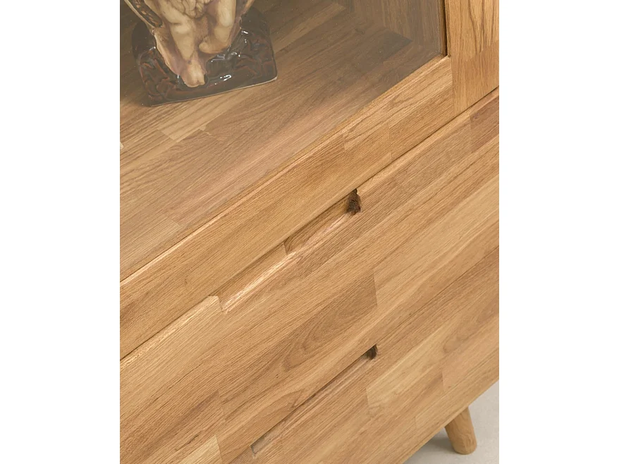 Vitrine en bois de chêne massif 2 portes Kundy