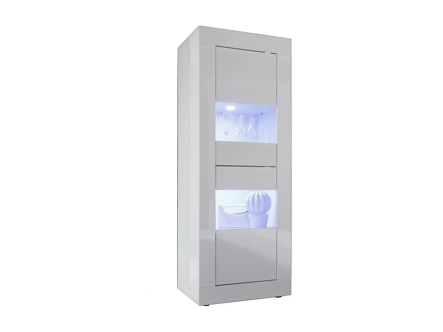 Assic glanzend wit gelakt houten LED-vitrine met 2 deuren