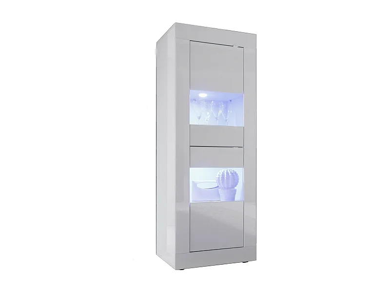 Assic glanzend wit gelakt houten LED-vitrine met 2 deuren