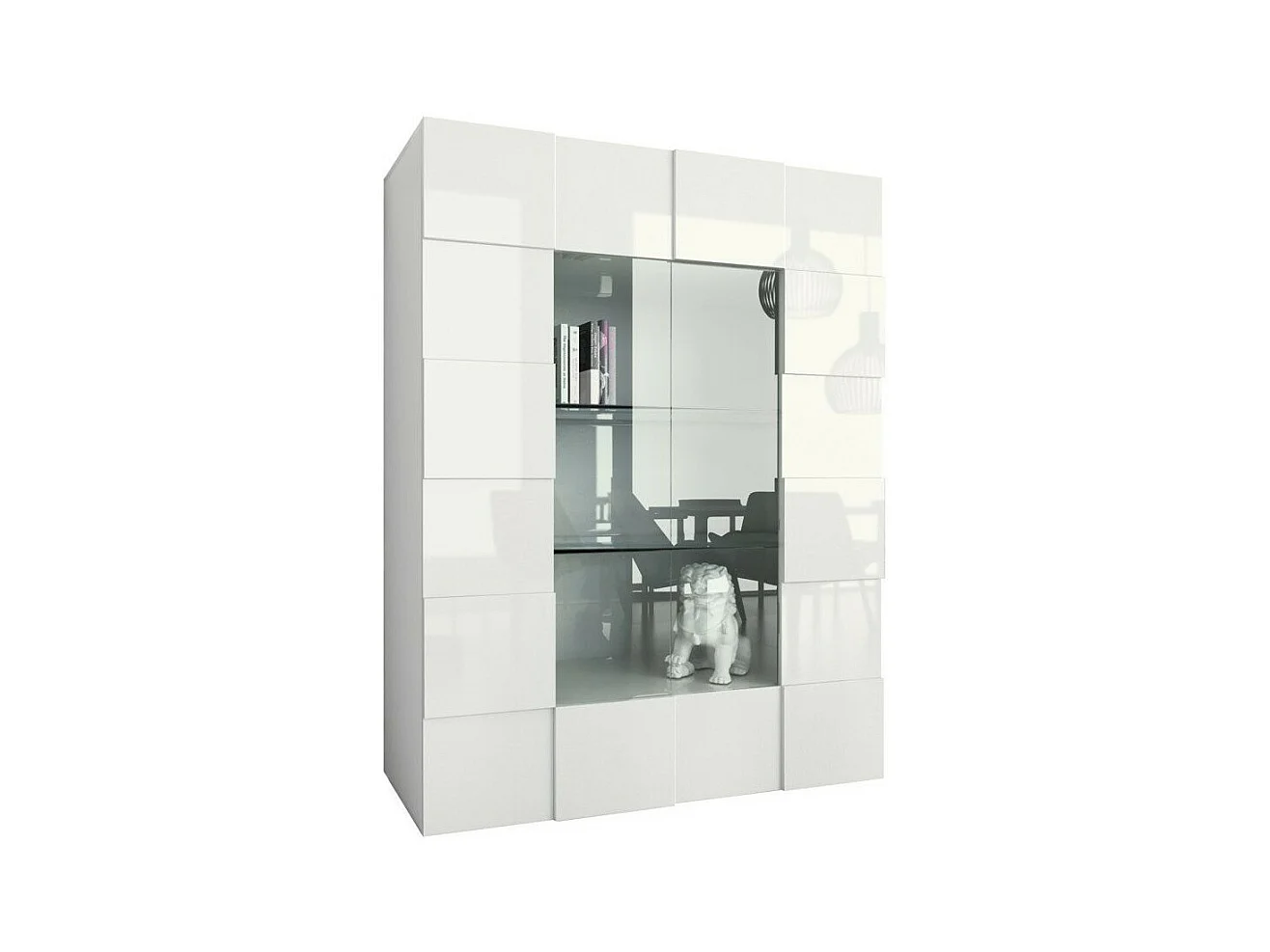Vitrine 2 portes bois laqué blanc brillant Namob L 120cm