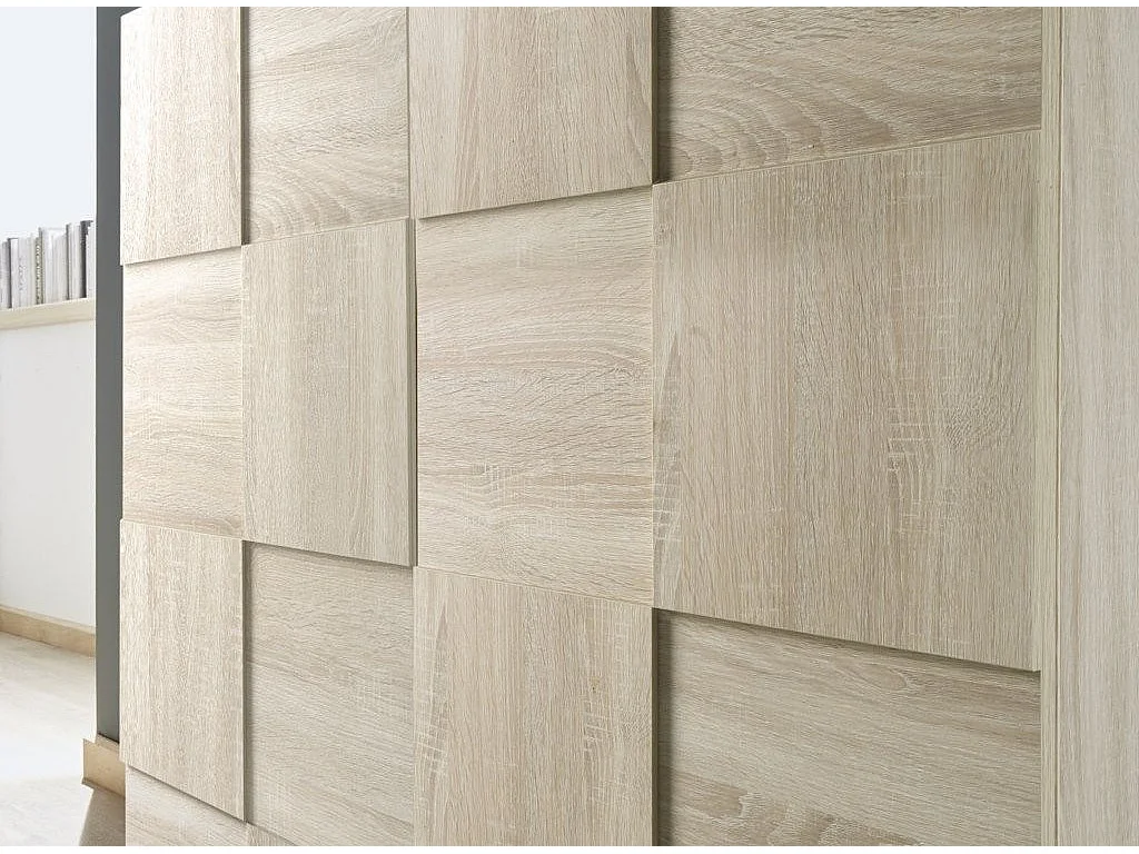 Vitrine 2 portes bois mélaminé chêne clair Namob L 120cm