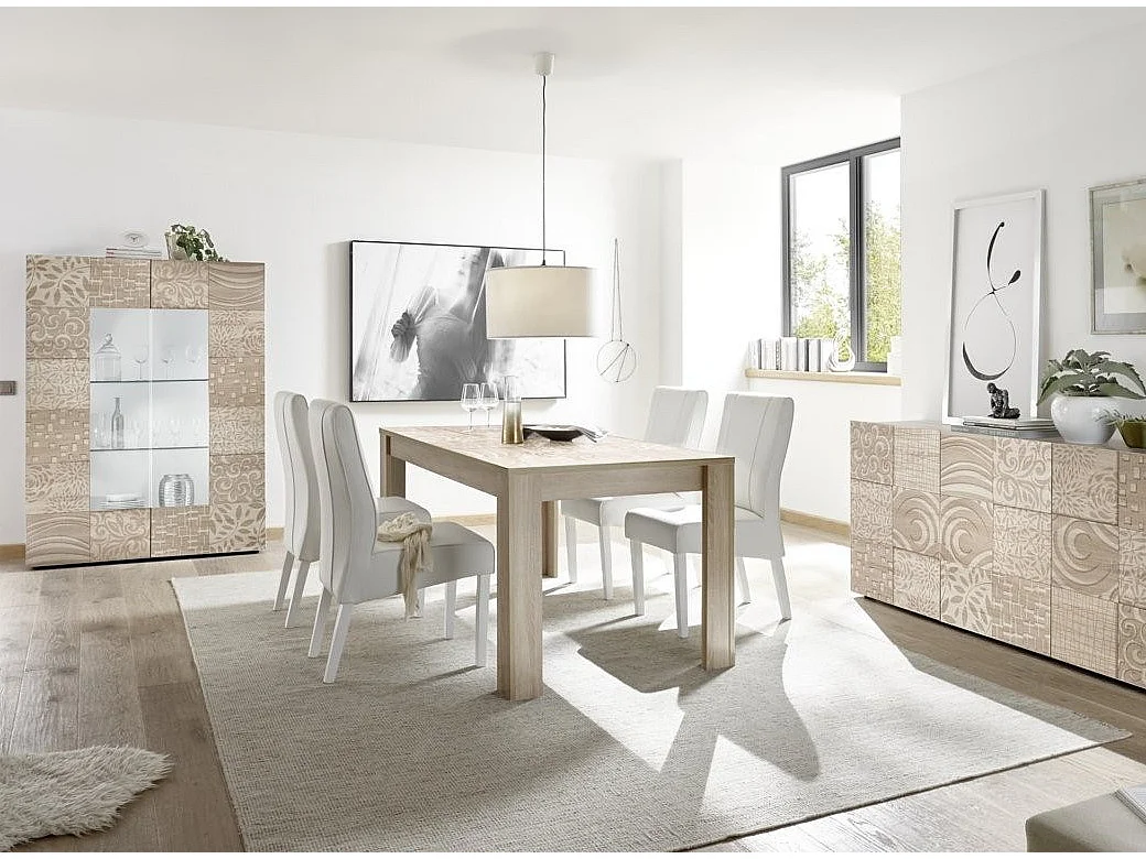 Vitrine 2 portes bois mélaminé chêne clair Zebre L 120cm