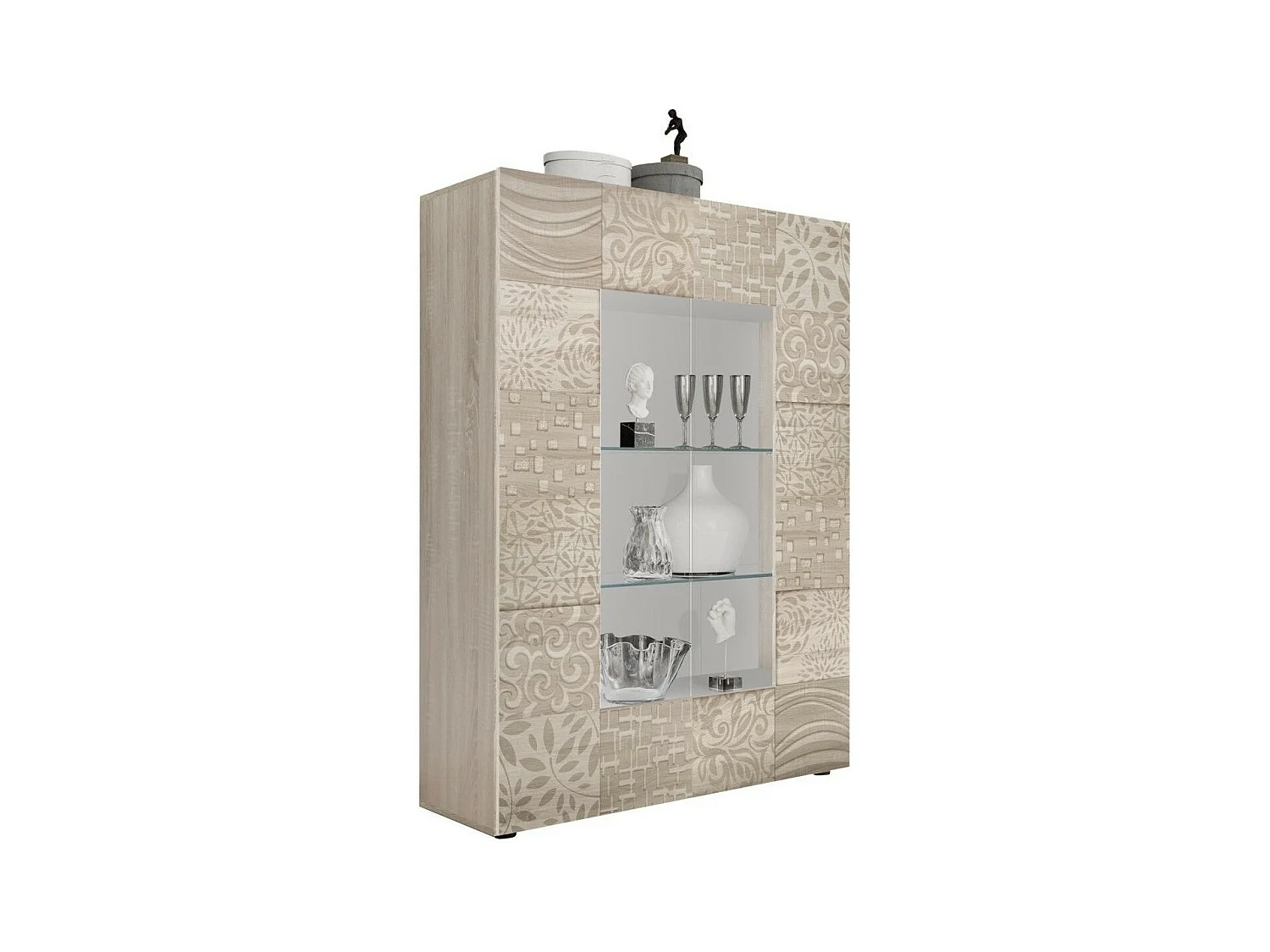 Vitrine 2 portes bois mélaminé chêne clair Zebre L 120cm