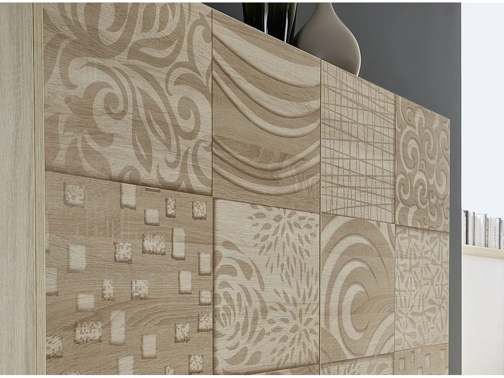 Vitrine 2 portes bois mélaminé chêne clair Zebre L 120cm