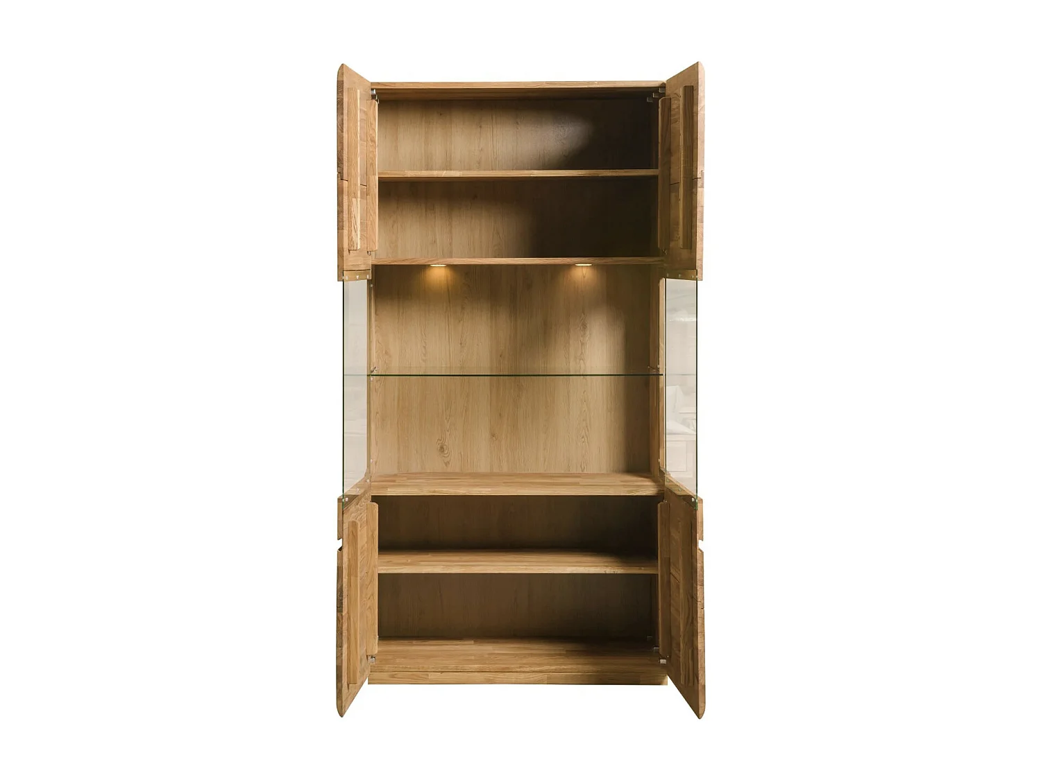 Vitrine en bois massif de chêne miel Divina 180cm