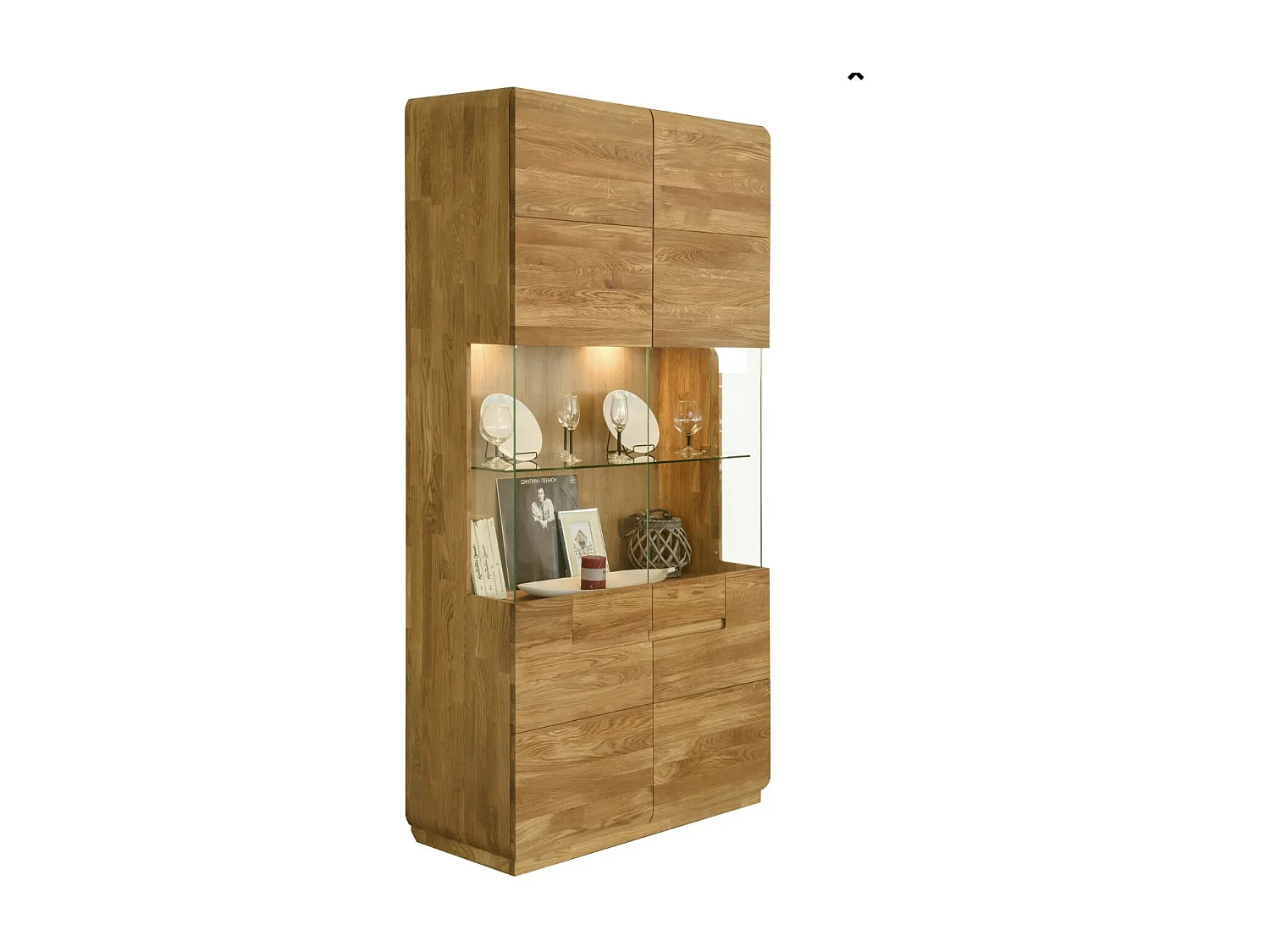 Vitrine en bois massif de chêne miel Divina 180cm