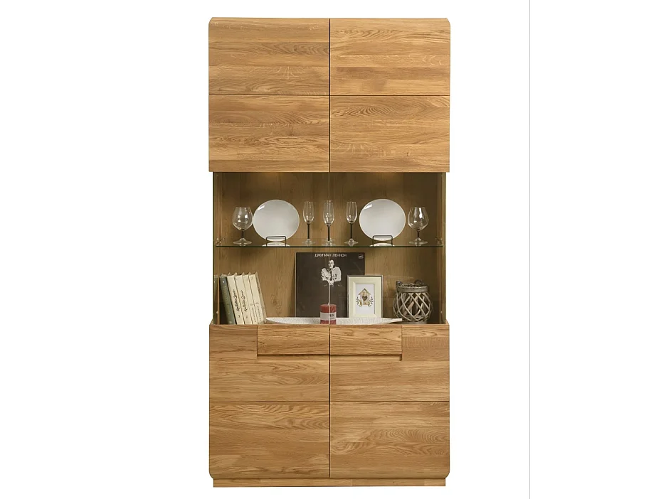 Vitrine en bois massif de chêne miel Divina 180cm