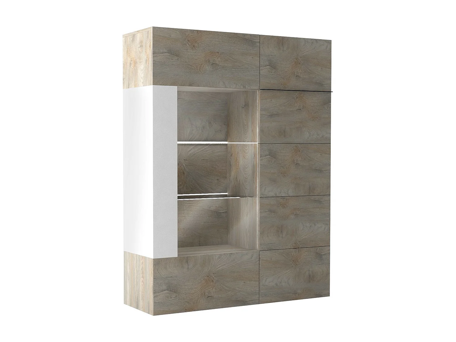 Vitrine 2 portes bois chêne clair Baite