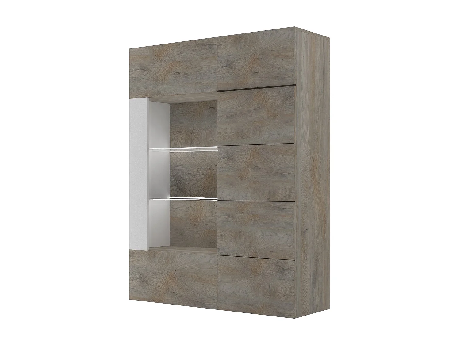 Vitrine 2 portes bois chêne clair Baite